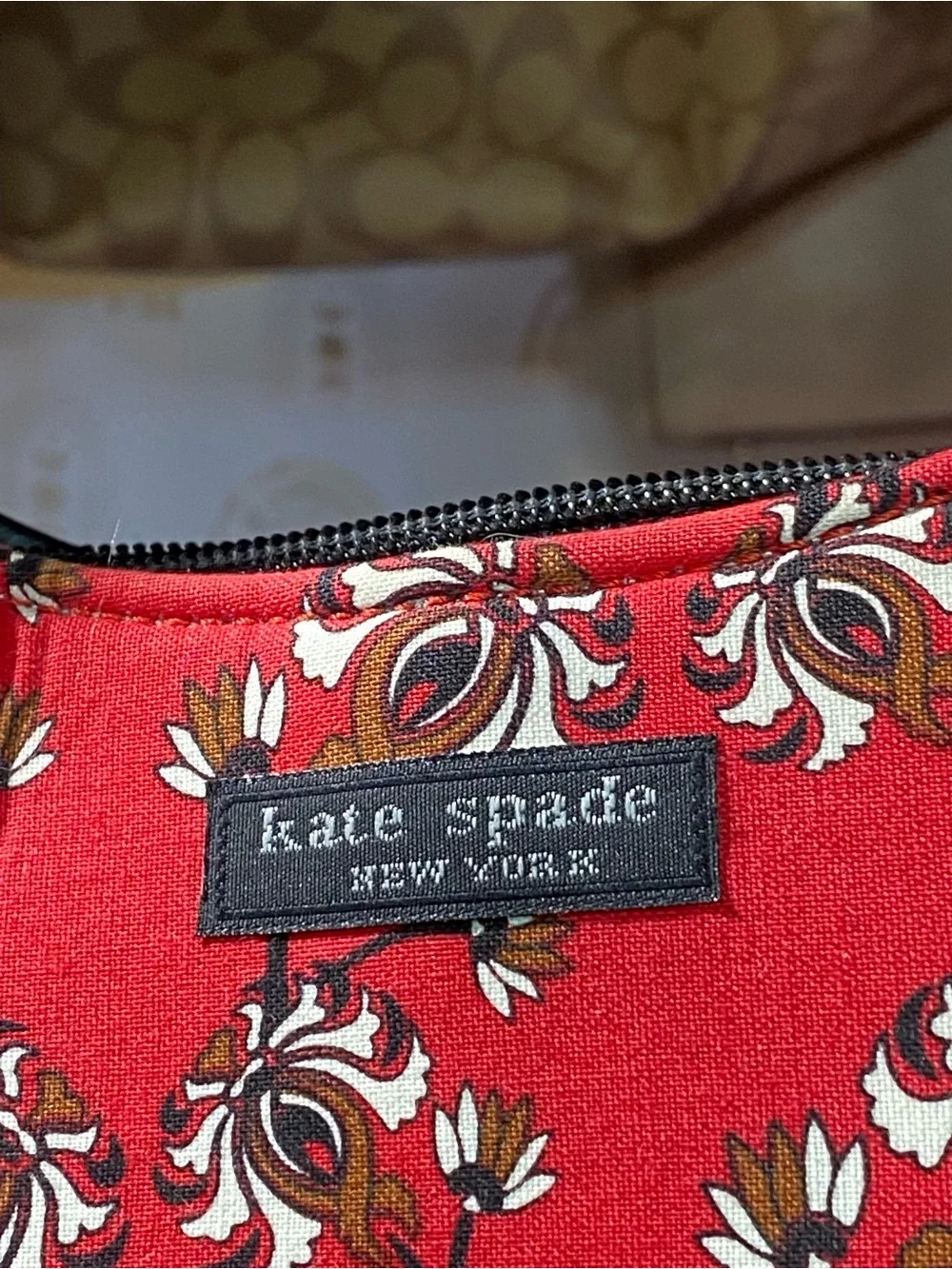 kate spade Red Floral-Print Shoulder Bag with Black Strap